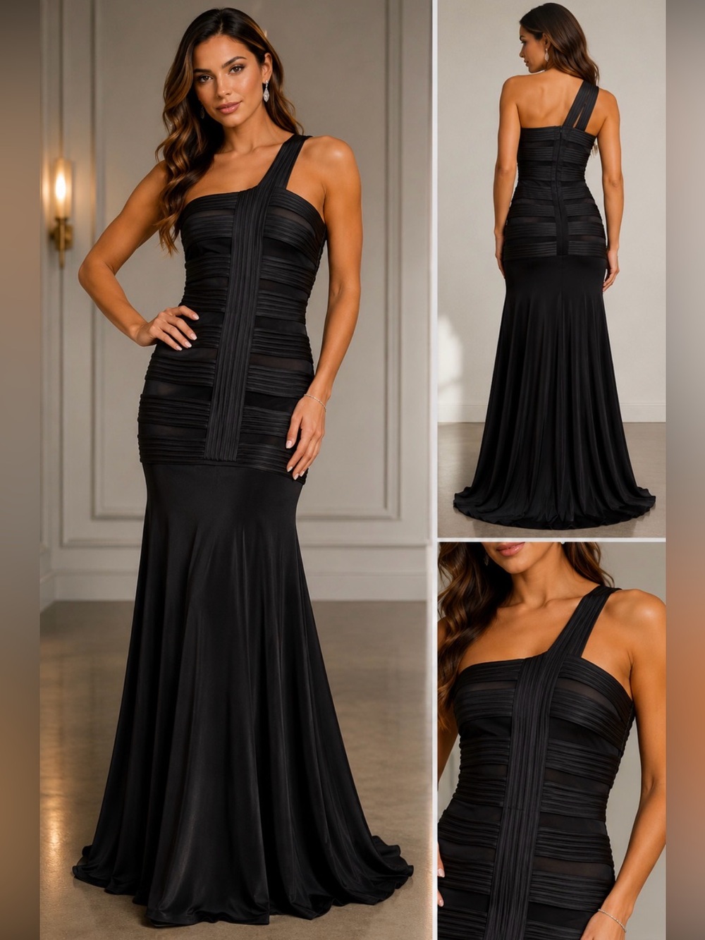 XSCAPE by Joanna Chen bandage mesh dress